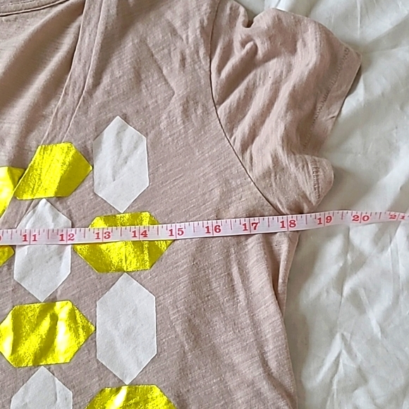 J Crew V-neck T-Shirt with Gold & White Embellishments, Size S - Picture 5 of 7